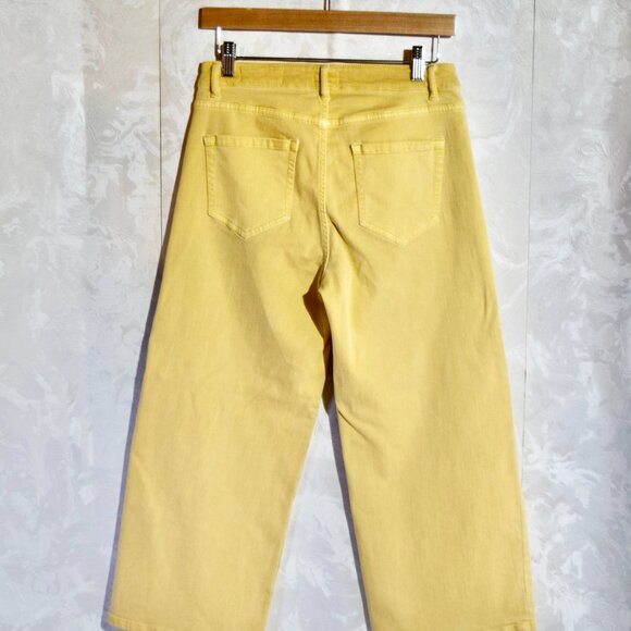 J. Jill Size 6P Petite | Mustard Yellow Wide-Leg Cropped Denim Jeans | High Rise - Picture 2 of 6